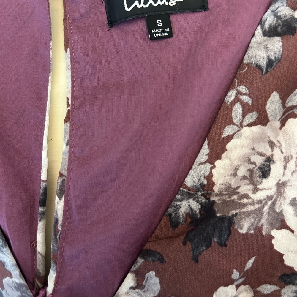 NWT Lulu's Lunette Dusty Purple Floral Midi Dress Size Small Coquette Romantic - Picture 9 of 13